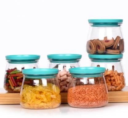 Containers-Plastic Handy & Mataka CONTAINER Storage Jar & Container 900ML Plastic Cereal Dispenser, Air Tight, Grocery Container, Fridge Container,Tea Coffee  (Blue , Pack of 6)