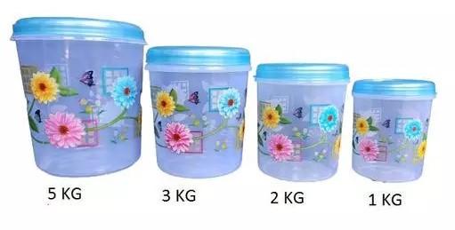 AIRTIGHT Container 1KG,2KG,3KG and 5KG Plastic Grocery Container  (Pack of 4)