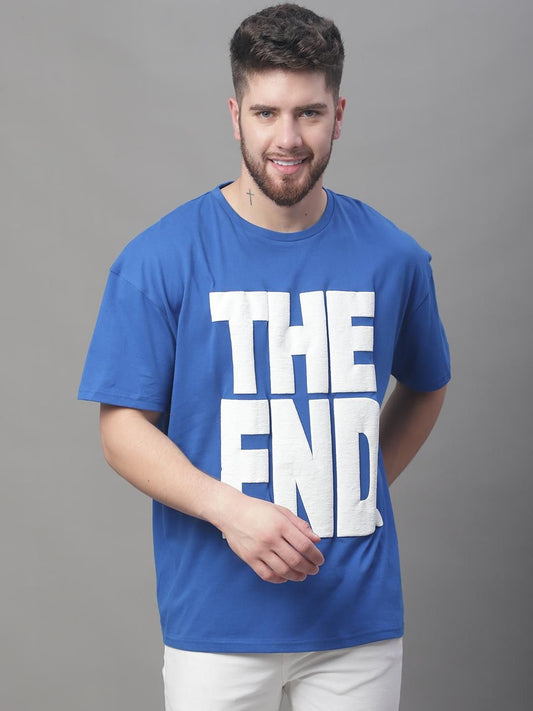 DOOR74 MENS THE END PRINTED BLUE COLOR OVERSIZE FIT TSHIRT